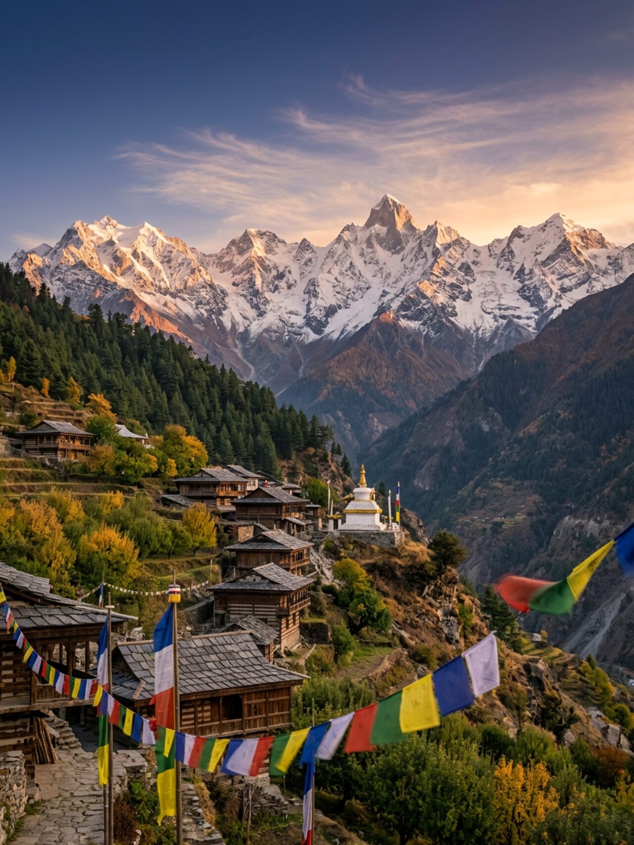 Remote Himalayan ridge and valley mood