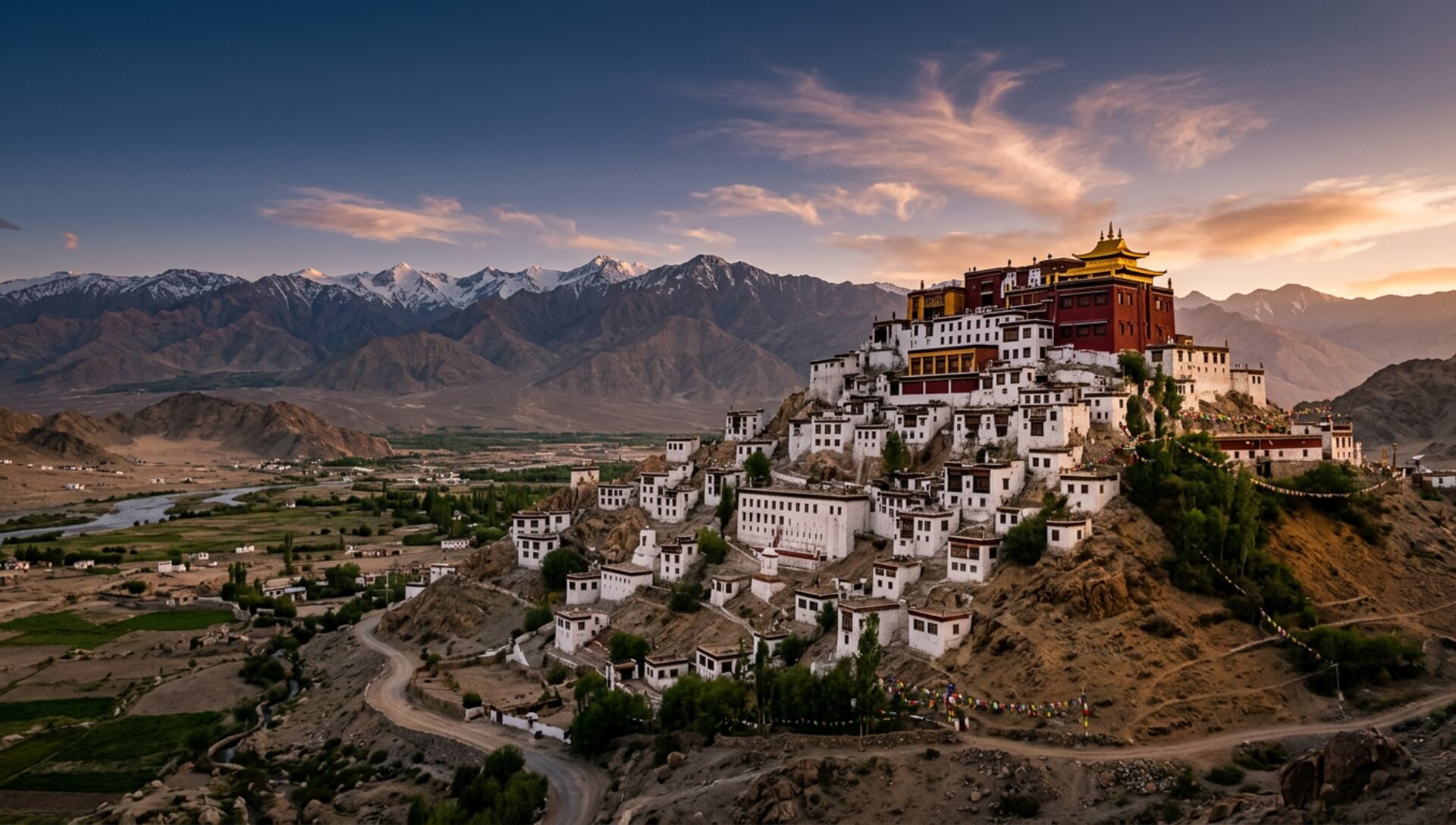 Thiksey Monastery in Ladakh under clear summer skies