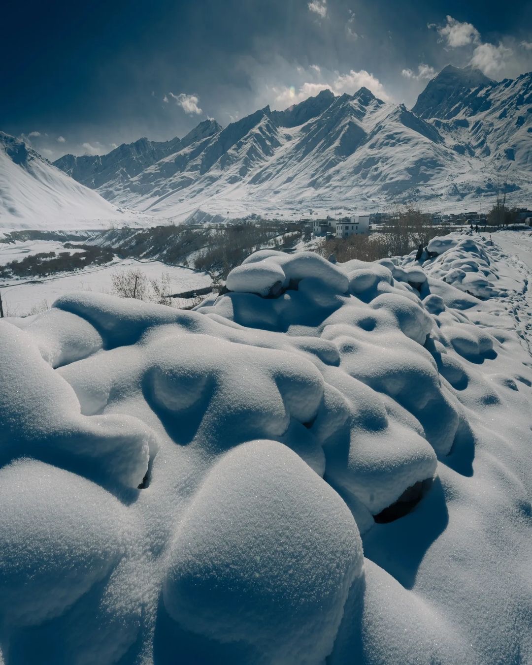 Remote winter journey through snow-covered Zanskar Valley